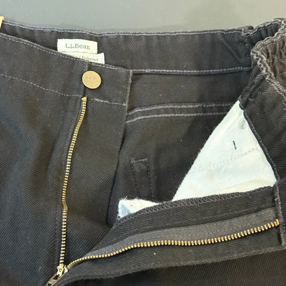 LL‎ Bean Jeans Womens 16 Petite Black Original Fit Relaxed 100% Cotton High Rise - Picture 14 of 16